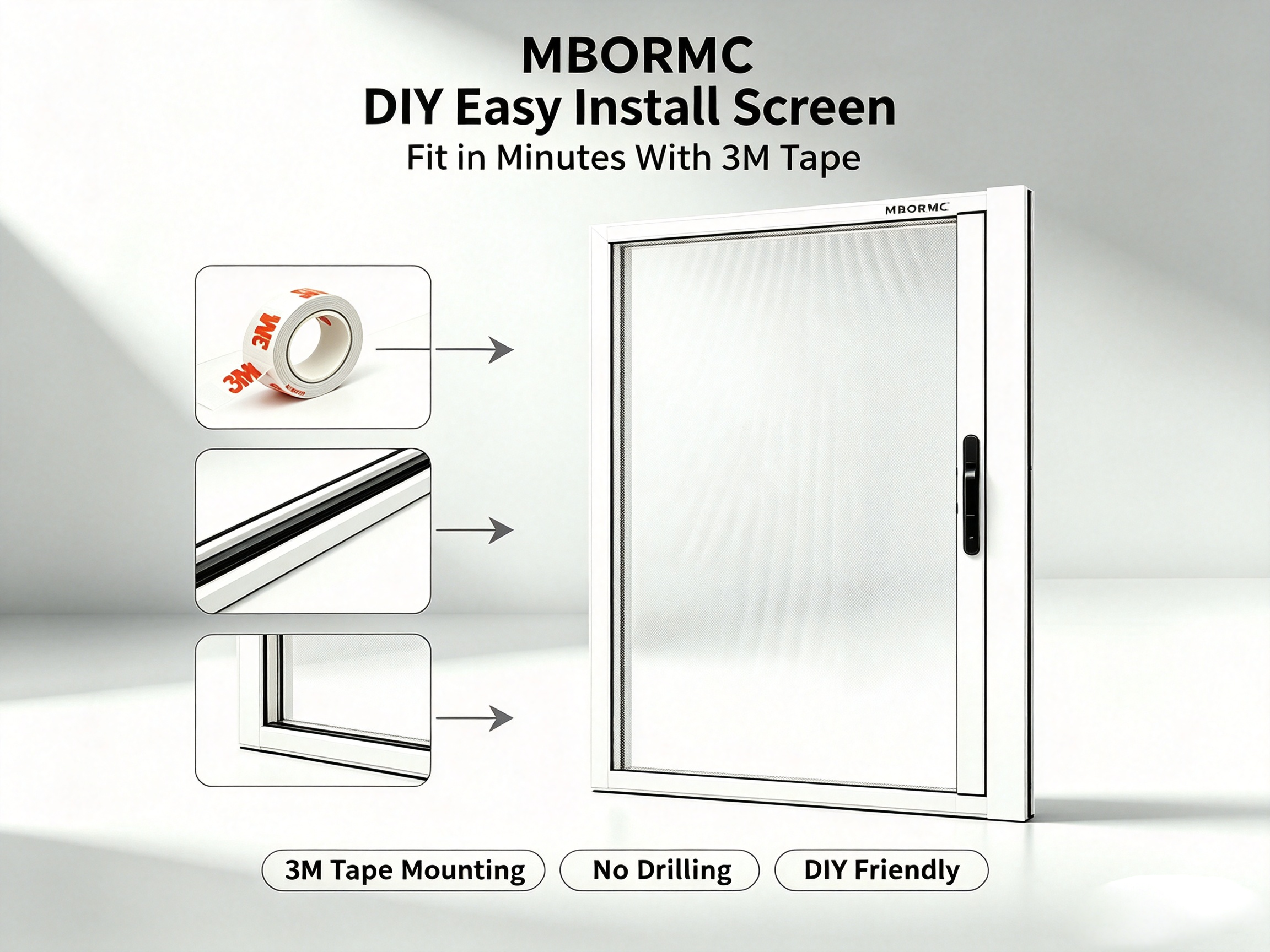 Easy installation demo — 3M tape, screw options, no damage