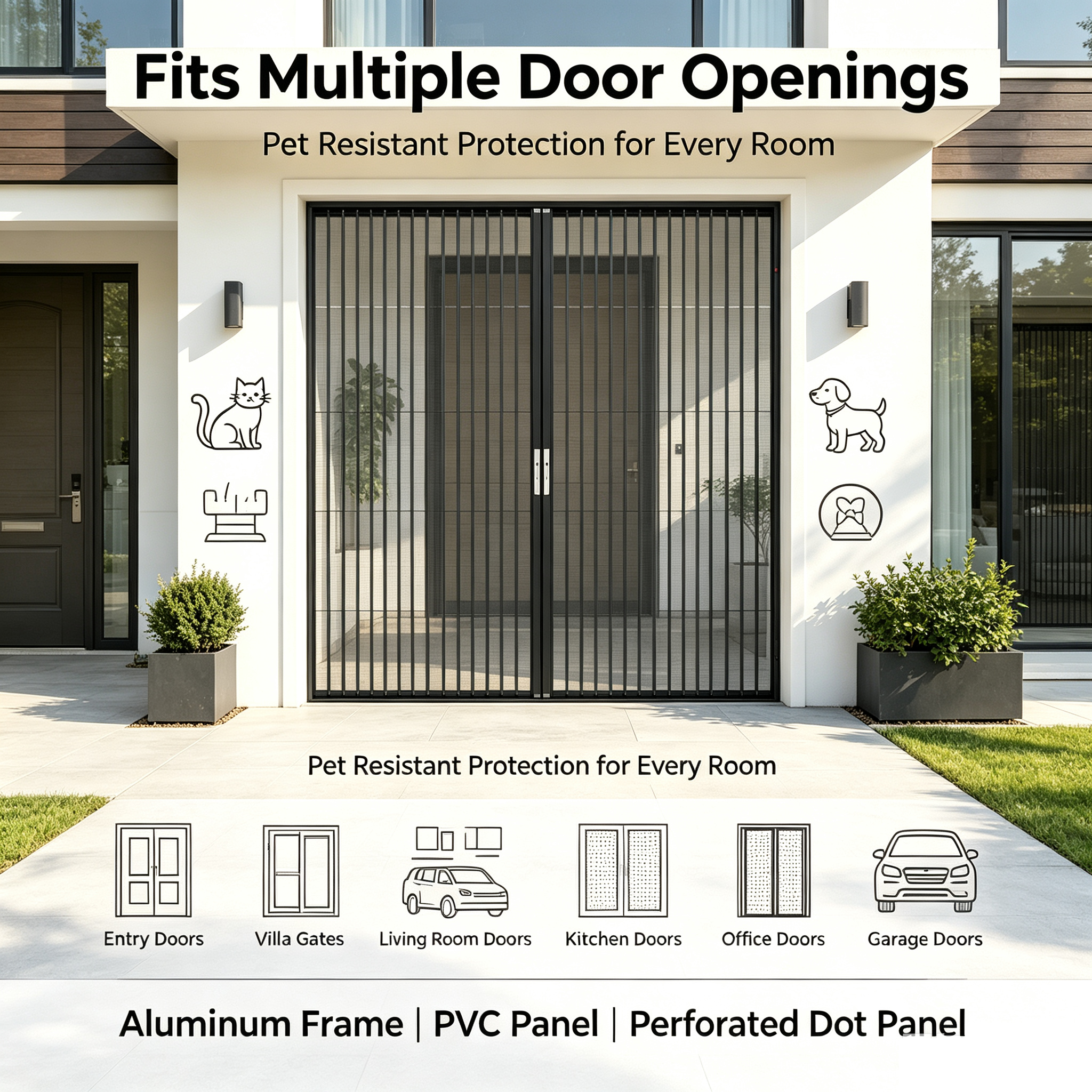 MBORMC FD01 Pet-Proof Folding Screen Door — Aluminum Alloy Frame & Multiple Panel Options