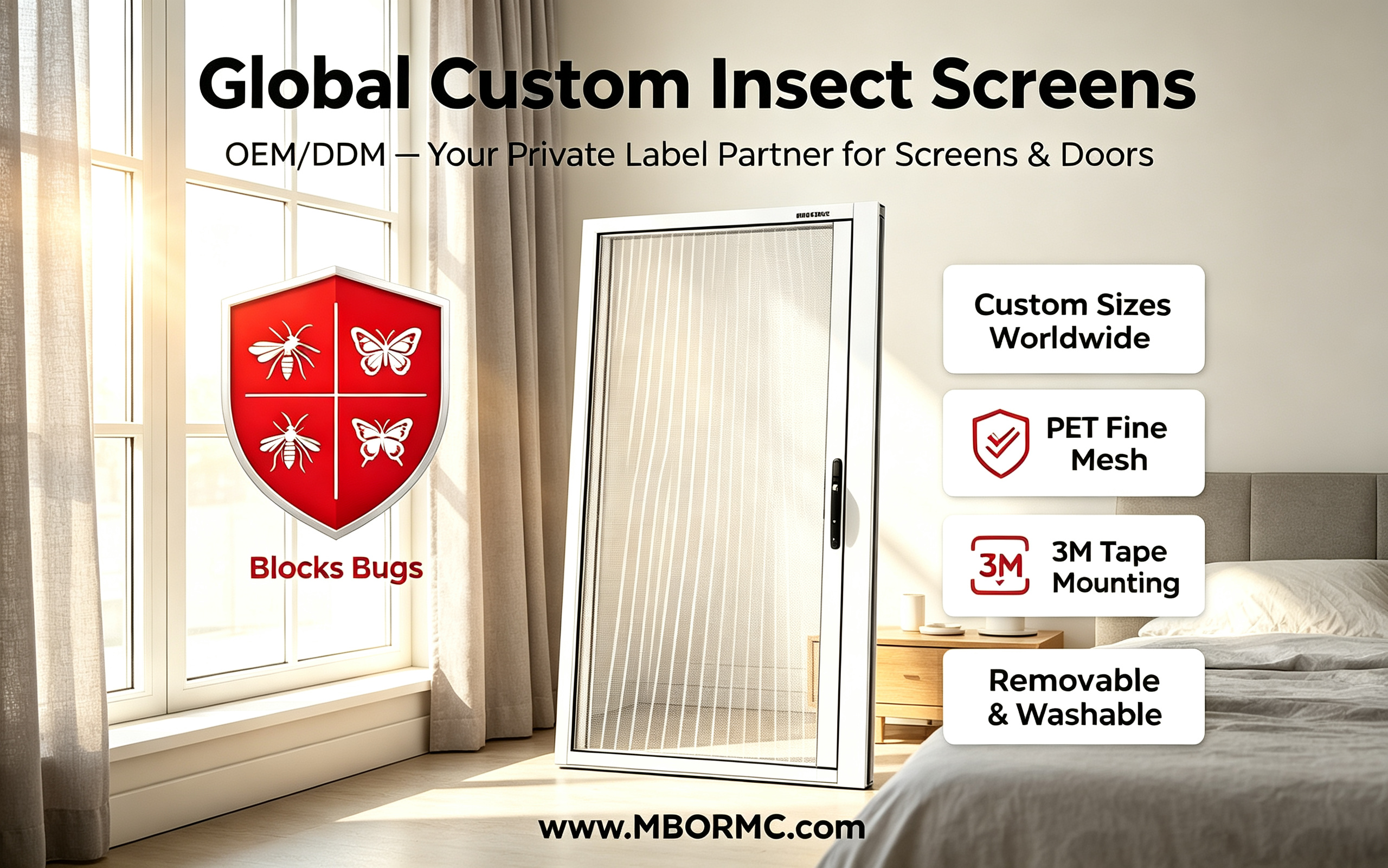 MBORMC OEM manufacturing and private label production for mosquito screens and pet-proof folding doors